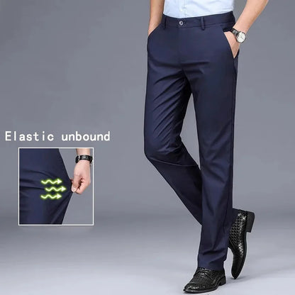 TRAF Autumn And Winter Thick Men's Fashion Comfortable Casual Long Pants Four-Sided Elastic Pants Loose Straight Leg Suit Pants