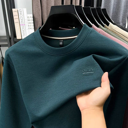 Sweat-shirt homme 2025 nouveau Style printemps et automne homme T-shirt à manches longues en pur coton col rond T-shirt basique à la mode