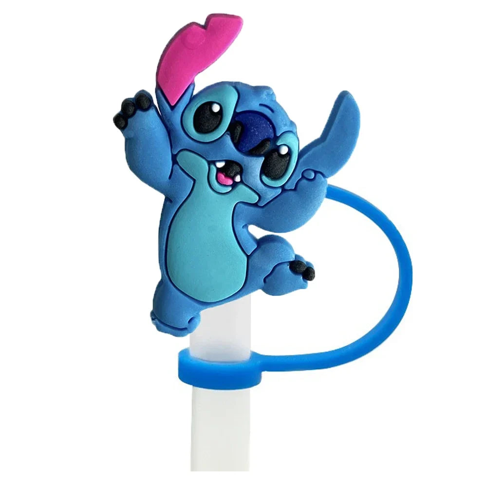 1-8Pcs Stitch Straw Cover Cap, Reusable Dustproof Cup Cover, Cartoon Drink Straw Plug, Splash Proof Straw Cap, Gift for Kids