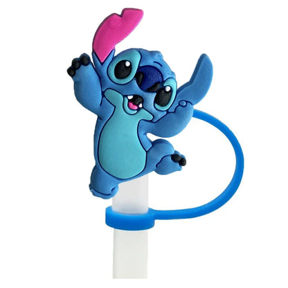 1-8Pcs Stitch Straw Cover Cap, Reusable Dustproof Cup Cover, Cartoon Drink Straw Plug, Splash Proof Straw Cap, Gift for Kids