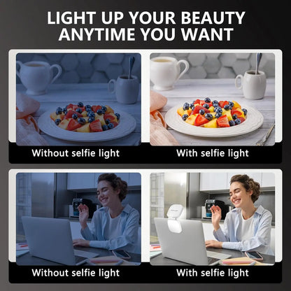 Magnetic Selfie Light, Phone Light Compatible with MagSafe IPhone,  360° LED Selfie Ring Fill Light with Mirror for Selfies/Vlog