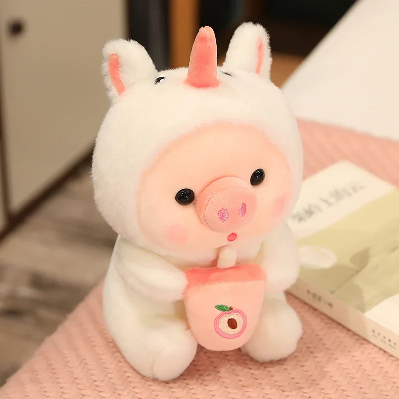 Peluche Kawaii Cochon Boba, Animal en Peluche Cochon, Déguisement Licorne Grenouille, Oreiller Doux, Jouets pour Enfants, Cadeau d'Anniversaire