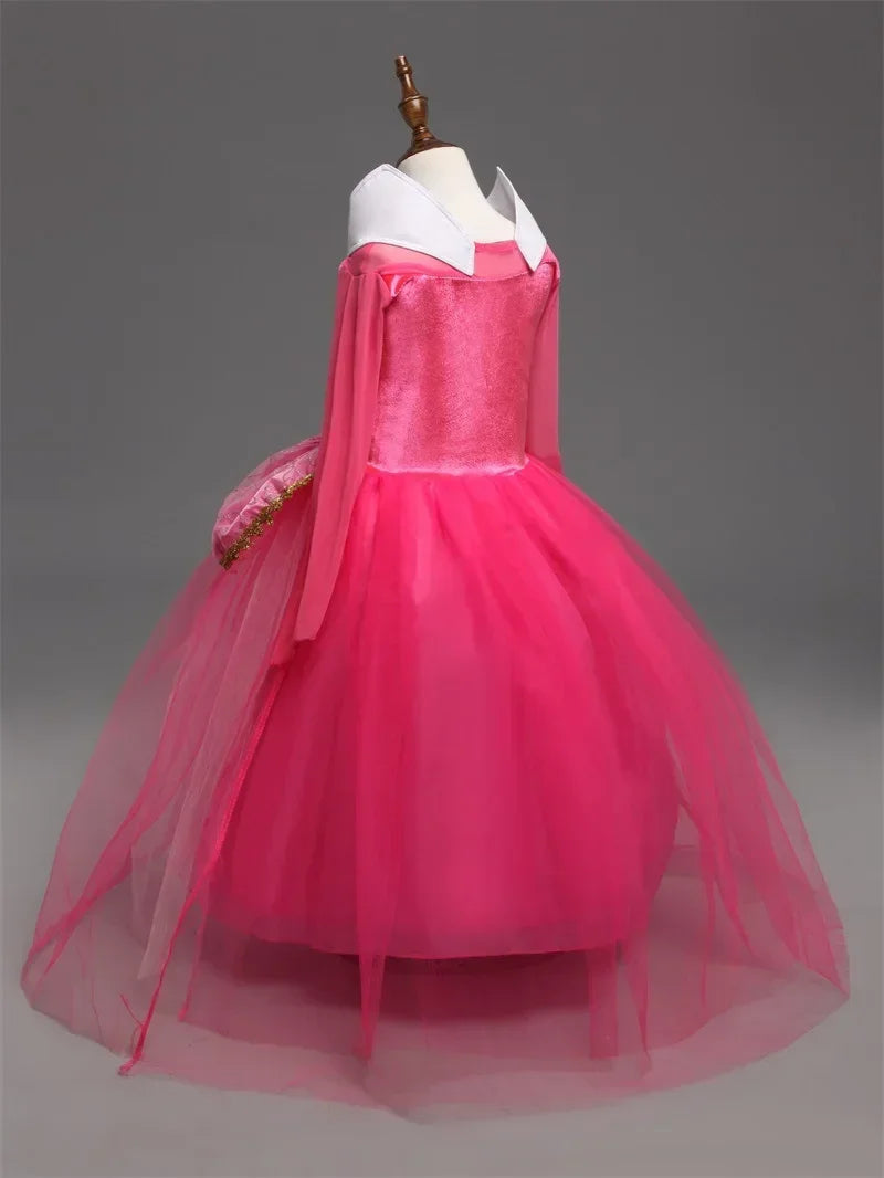 Fantasy Girls Sleeping Beauty Aurora Cosplay Princess Dress Kids Halloween Carnival Birthday Costume Party Clothing 3-10Years