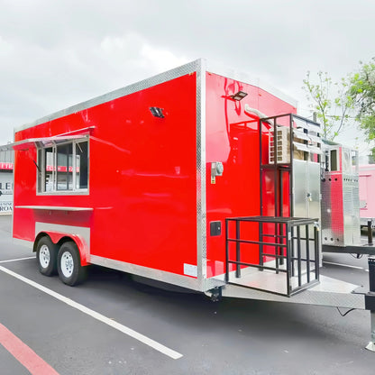 Remorque de camion de nourriture mobile personnalisée avec cuisine complète Chariot à tacos, pizzas, hamburgers Camion de nourriture de rue Bar à café mobile