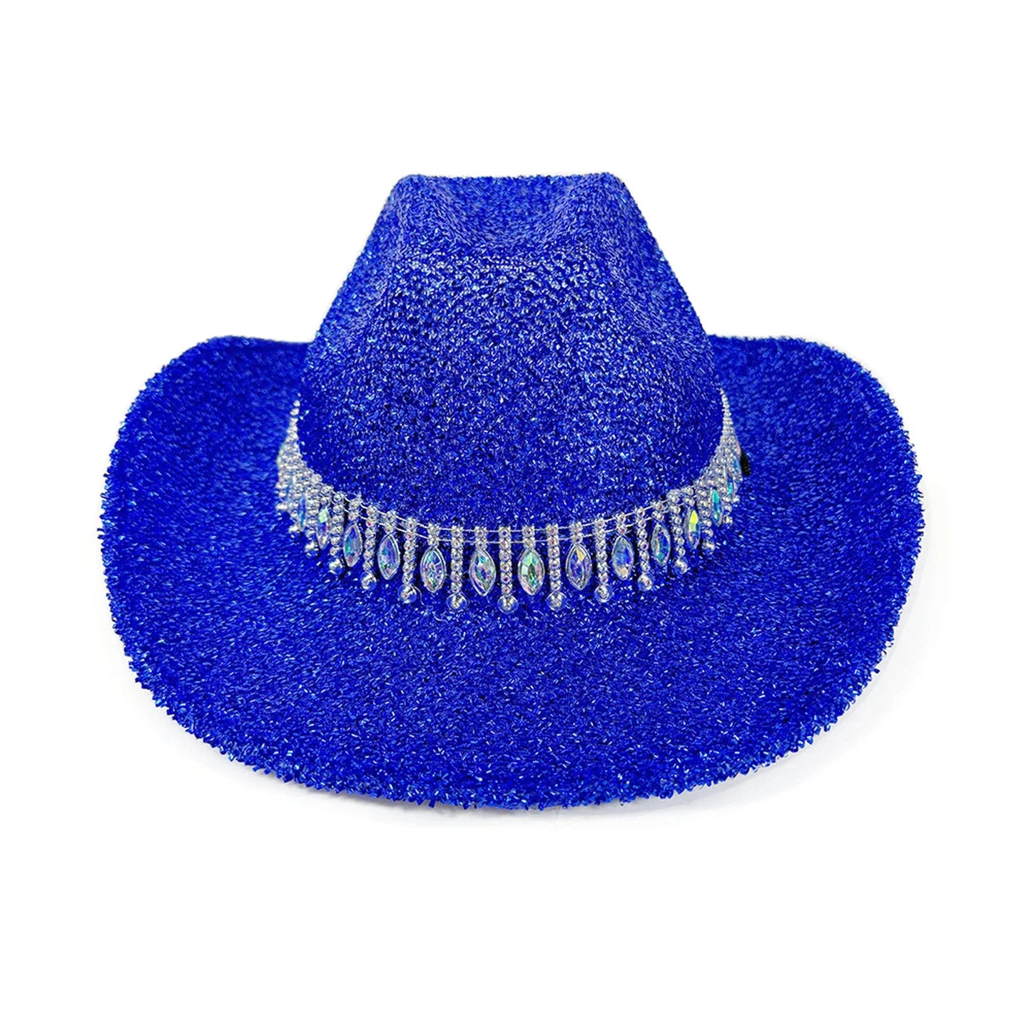 Chapeaux de Cowboy occidentaux classiques pour femmes et hommes, chapeau de soleil à strass scintillants, à large bord, pour Club Rave Party, Cowgirl Jazz, 2025