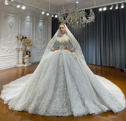 Customized NS4963 Long Sleeves Lace Wedding Dresses New With Handwork Beading
