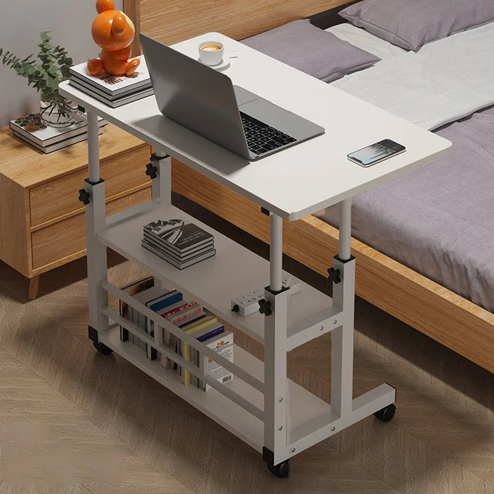 Table de chevet réglable en hauteur, rangement multicouche, roue pivotante, bureau de maison, ordinateur portable, bureau debout pour Table élévatrice à domicile