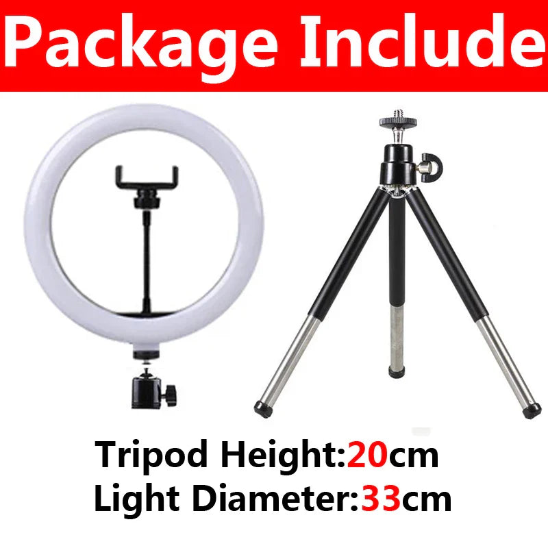 Anneau lumineux LED pour Selfie, 10 pouces, lampe de remplissage à intensité variable pour photographie, avec Mini trépied, pour téléphone portable, vidéo en direct, Studio Photo