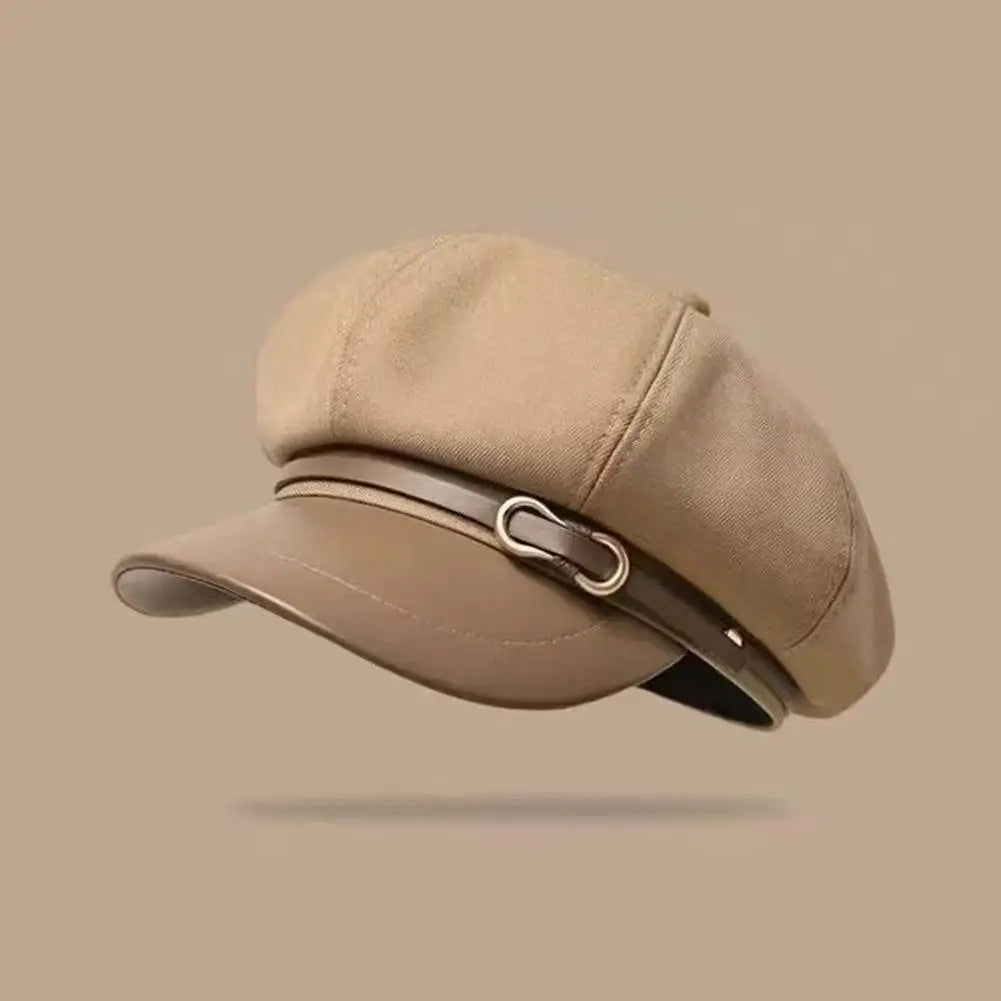 Béret de Style britannique rétro pour femmes, casquette de journal octogonale polyvalente pour grande circonférence de la tête, chapeau de printemps et d'automne