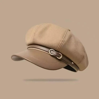 Béret de Style britannique rétro pour femmes, casquette de journal octogonale polyvalente pour grande circonférence de la tête, chapeau de printemps et d'automne