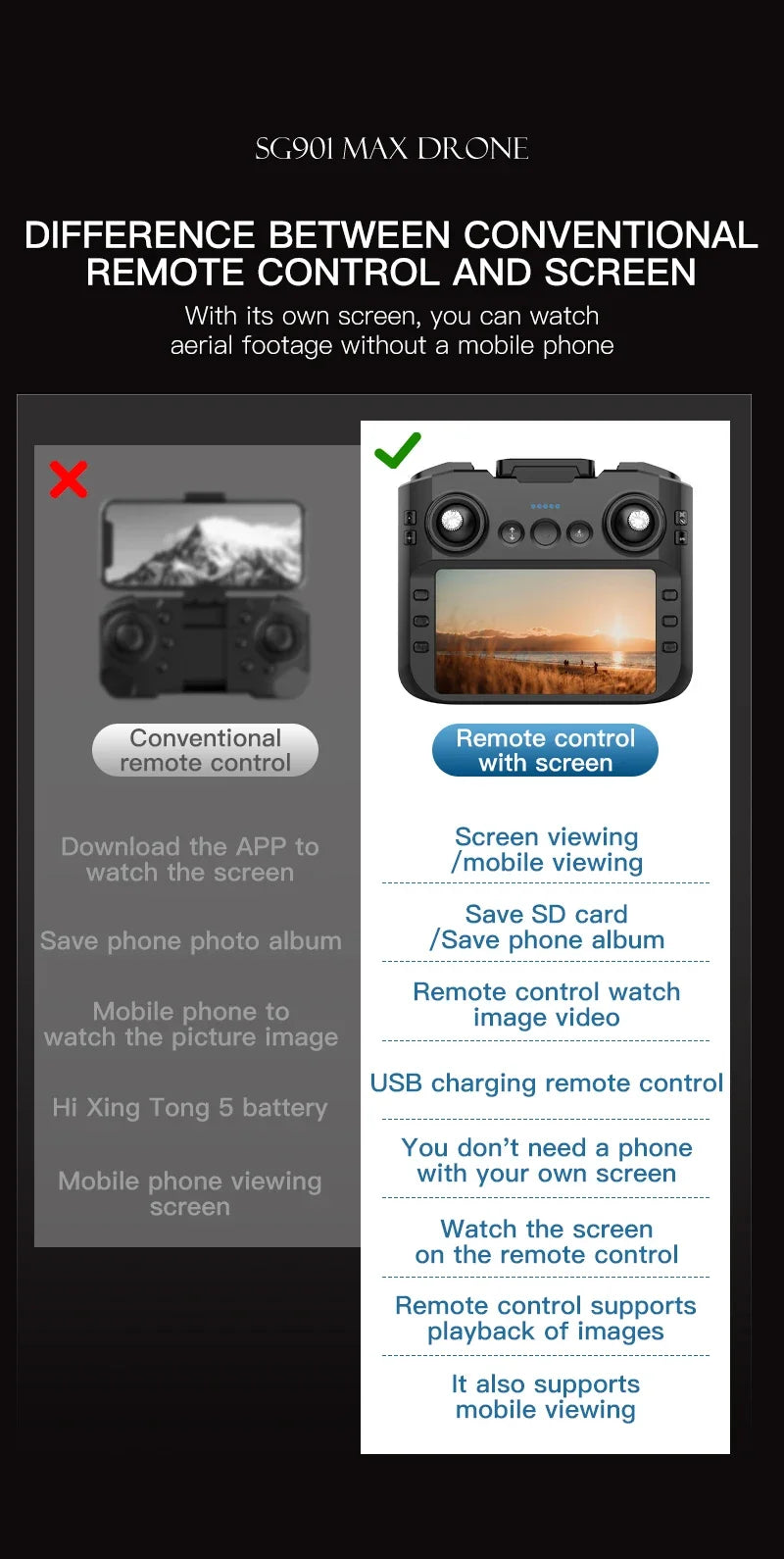 Xiaomi SG901 MAX GPS Drone professionnel 8K aérien HD évitant des obstacles avec écran plus grand télécommande Drone pliable sans brosse