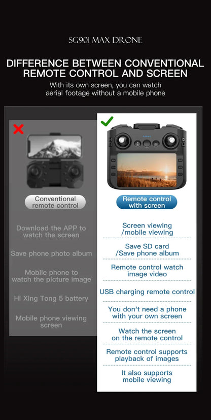 Xiaomi SG901 MAX GPS Drone professionnel 8K aérien HD évitant des obstacles avec écran plus grand télécommande Drone pliable sans brosse