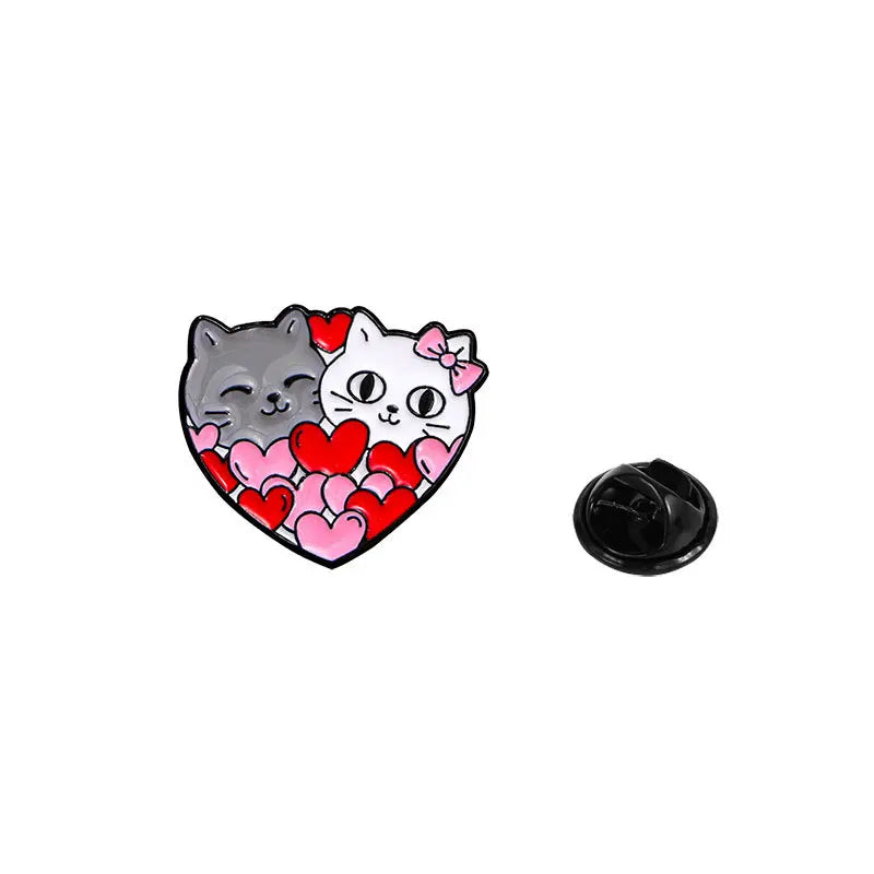 Broche en émail chat de dessin animé mignon, 4 pièces, Animal créatif, cadeau de saint-valentin, épingle à revers, Badge, sac à dos, vêtements, accessoires de chapeau