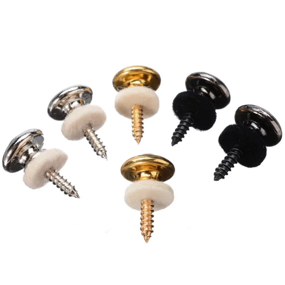 Serrures de sangle de guitare en cuivre chromé, 2 pièces, têtes de champignons, basse, broches, boutons de boucle de ceinture, argent/noir/argent, nouveau