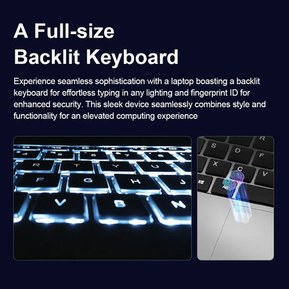 N5095 15.6" Laptop, Up to 32GB RAM 2TB Windows 10/11 Pro, Black backlit English Russian keyboard Portable Notebook