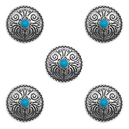 5pcs Cowboy Western Texas Conchos Leather Wallet Turquoise Flower Metal Decorative Button Screw Back for Leathercraft