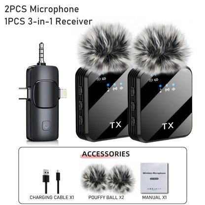 Professional Wireless Lavalier Microphone, ideal for live streaming and recording clear audio without long-distance delay