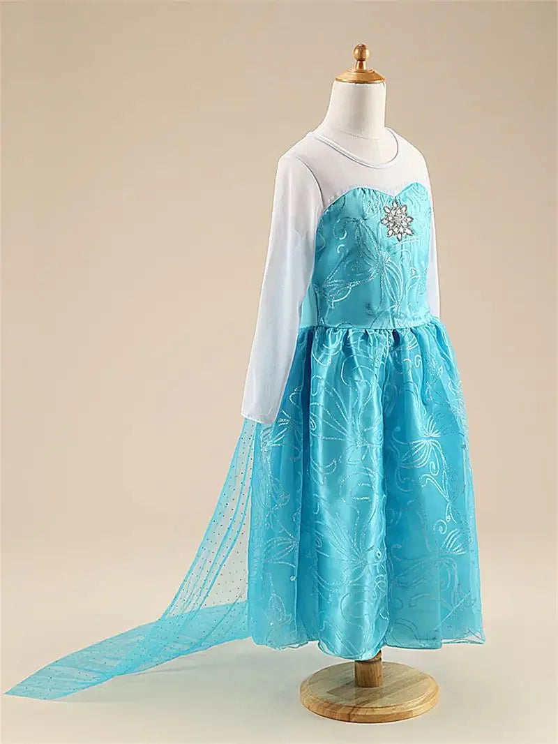 Elsa Costumes for Girls 2025 White Sequins Carnival Party Kids Clothes Children Halloween Cosplay Snow Queen Elsa Princess Dress