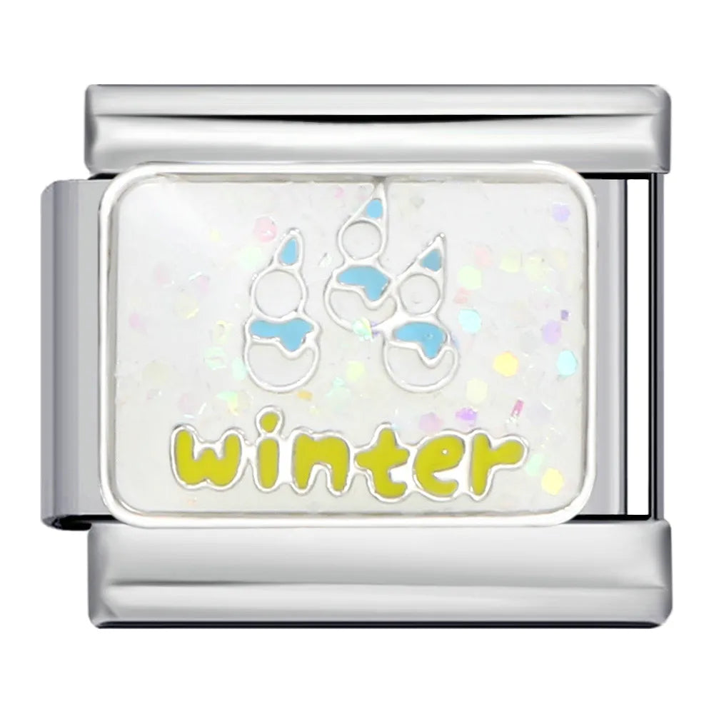 Y2k Colour Four Seasons Spring Summer Autumn Winter Italian Charms Link Fit 9mm Stainless Steel Bracelet Making DIY Jewelry