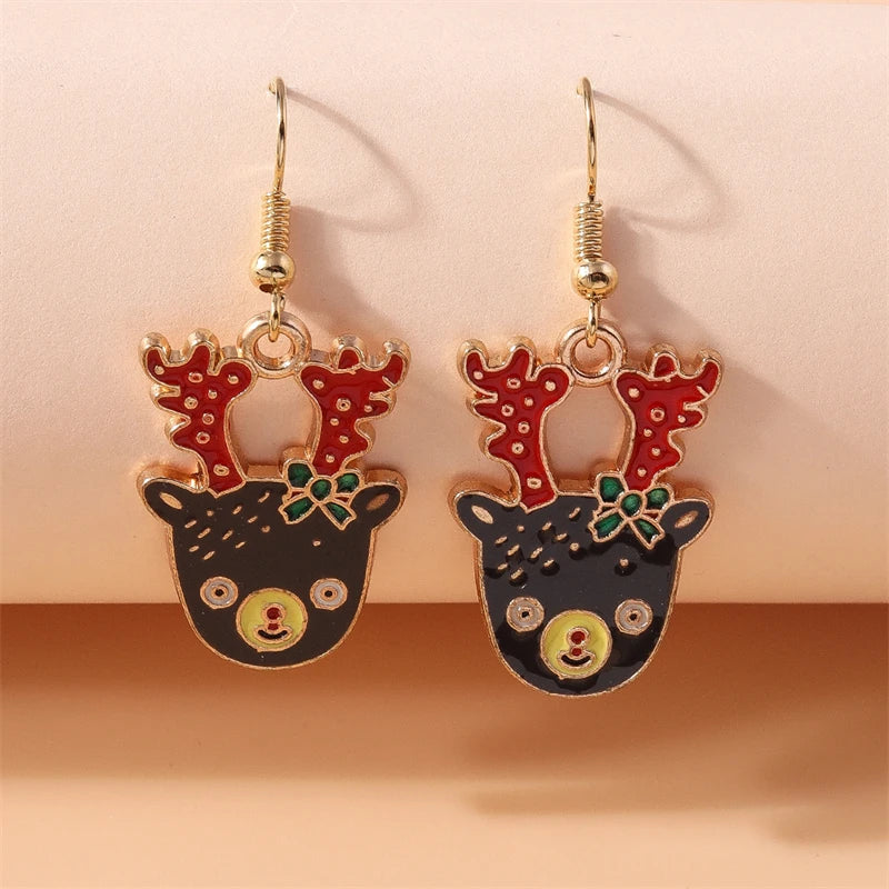 Fashion Merry Christmas Tree Deer Snowflake Santa Claus Drop Earrings for Women Girls New Year Party Festival Jewelry Gifts