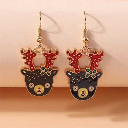 Fashion Merry Christmas Tree Deer Snowflake Santa Claus Drop Earrings for Women Girls New Year Party Festival Jewelry Gifts