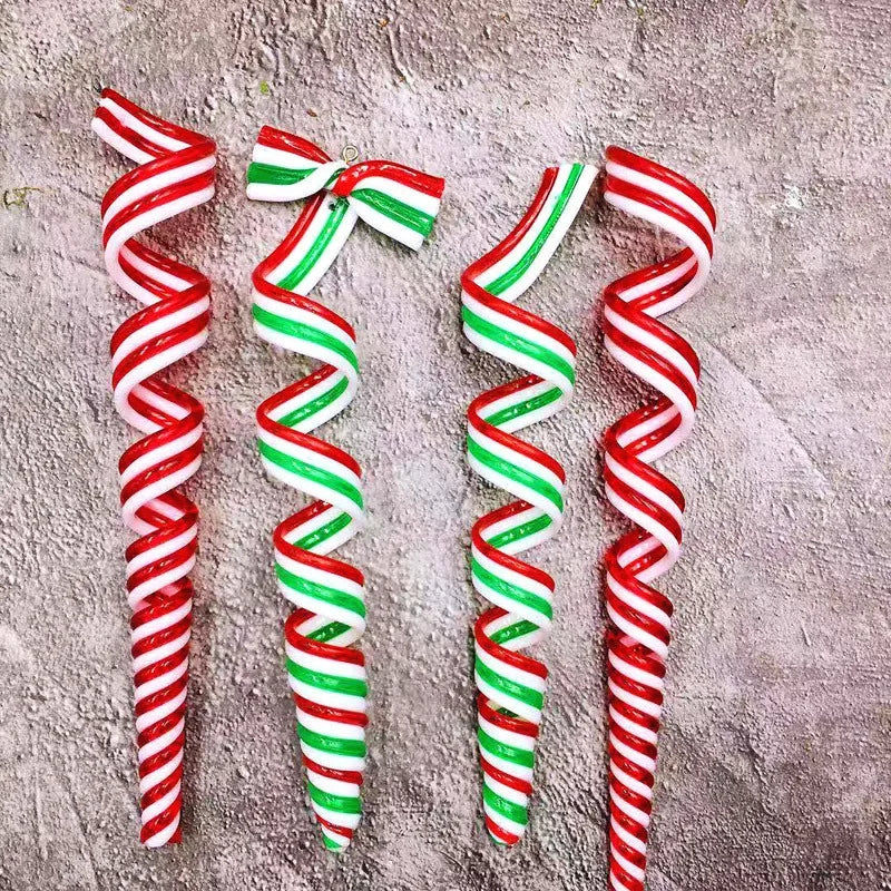 Cannes à bonbons de Noël en acrylique, pendentif béquille torsadé pour arbre de Noël, décorations de Noël pour le Nouvel An, ornements, cadeaux
