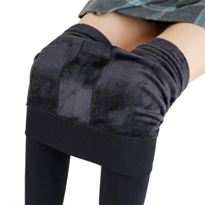 Leggings chauds en velours pour femmes, taille haute, extensibles, couleur unie, livraison directe, hiver