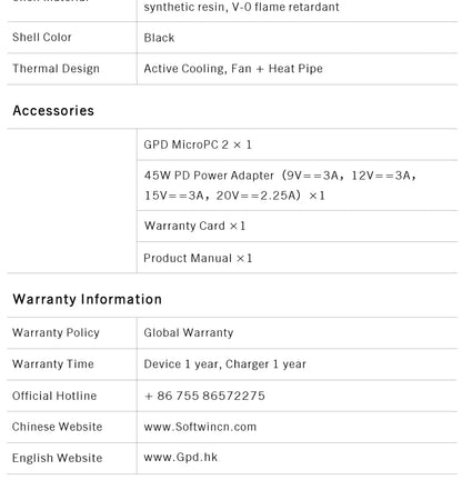 Nouvel ordinateur portable 7 pouces GPD MicroPC 2 Intel® Core™ i3-N300 16GB/512GB Portable Ordinateur Portable Windows 11