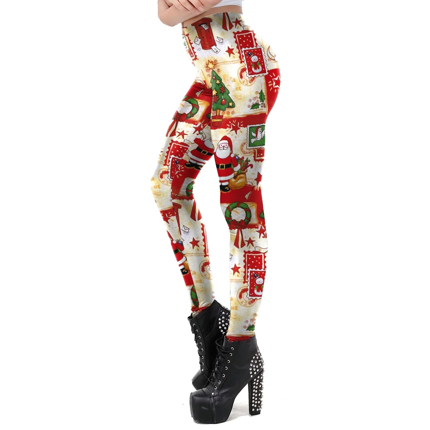 NADANBAO Merry Christmas Leggings for Woman Green White Stripe Pattern Pants Xmas Party Pants Girls Sexy Tights Fitness Workout