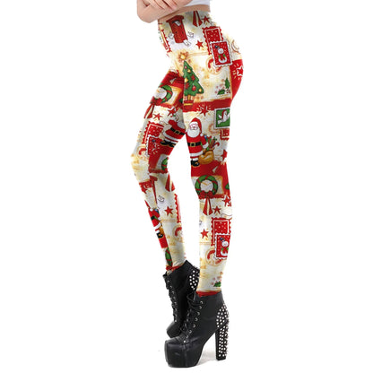NADANBAO Merry Christmas Leggings for Woman Green White Stripe Pattern Pants Xmas Party Pants Girls Sexy Tights Fitness Workout