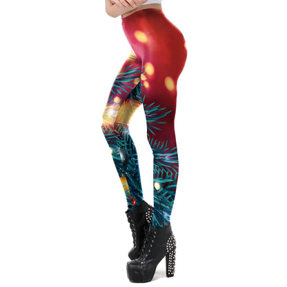 NADANBAO Merry Christmas Leggings for Woman Green White Stripe Pattern Pants Xmas Party Pants Girls Sexy Tights Fitness Workout