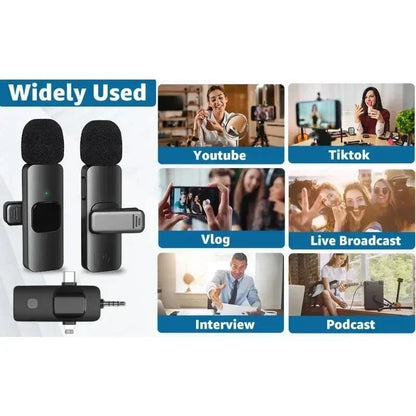 Lavalier Professional Dual Wireless Lapel Microphone Mic For iPhone Android Phone Mobile Cell PC Tie Buttonhole Micro Microphon