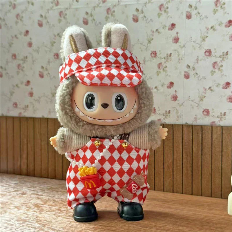 Tenue de travail Vêtements pour poupée Labubu Mode Café Fast-food Frites Hamburgers Tenue Vêtements Accessoires Cosplay