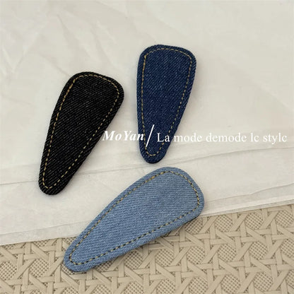 Rétro simple denim bleu haut de gamme nouvelle épingle à cheveux cheveux cassés épingle à cheveux frange BB clip tempérament polyvalent clip latéral