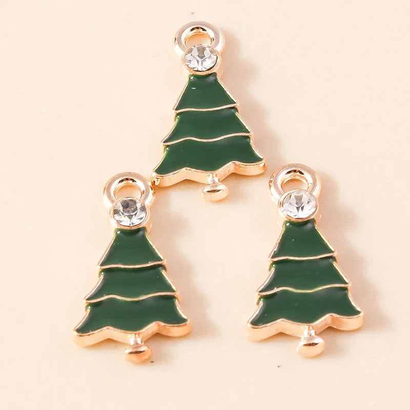 Leslie-Breloques de Noël en émail, arbre flocon de neige, chaussette, cerf, bonhomme de neige, bijoux de bricolage, cadeaux de Noël et du Nouvel An, 10 pièces