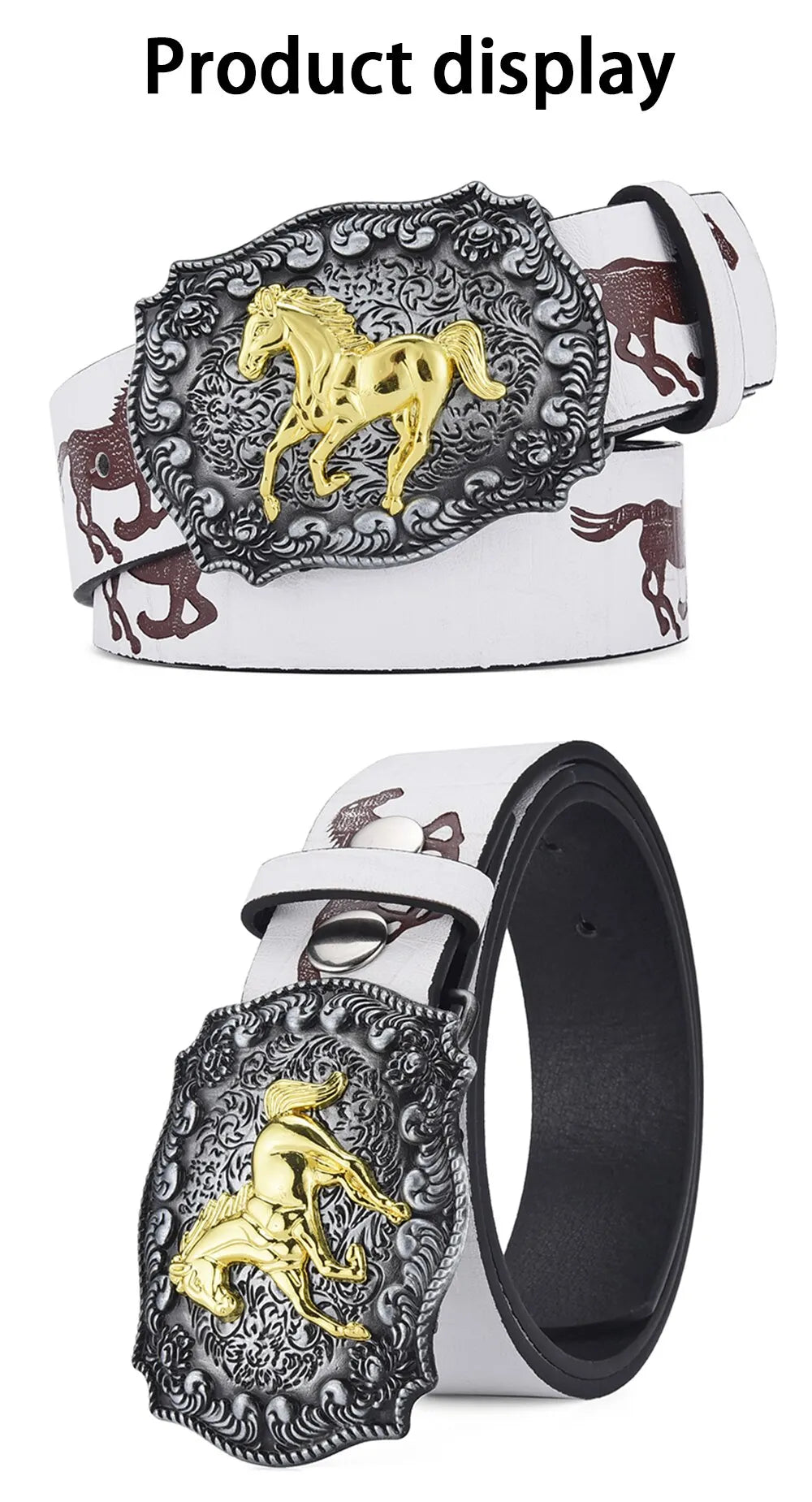 Ceinture de Cowboy pour femmes, ceinture à tête de cheval au galop Cool, ceinture imprimée de Style technique Y2K à la mode pour hommes