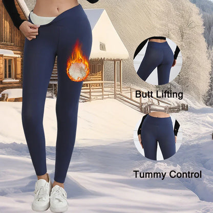 Leggings chauds en polaire pour femmes, collants épais en velours, taille haute, élastiques, Slim, couleur unie, pour prévenir le froid, automne et hiver