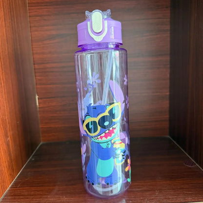 Stitch Large Plastic Tumbler With Lid Straw And Carry Cord Leakproof Lock Design For School Travel Sports Gift
