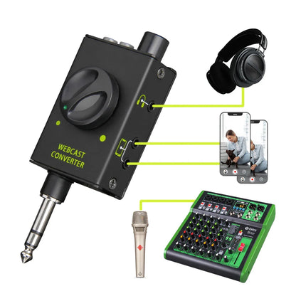 IKGE DJ Console Mixer, Live Streaming Adapter, output device supports smartphones, laptops, PCs, etc., for Karaoke, Recording
