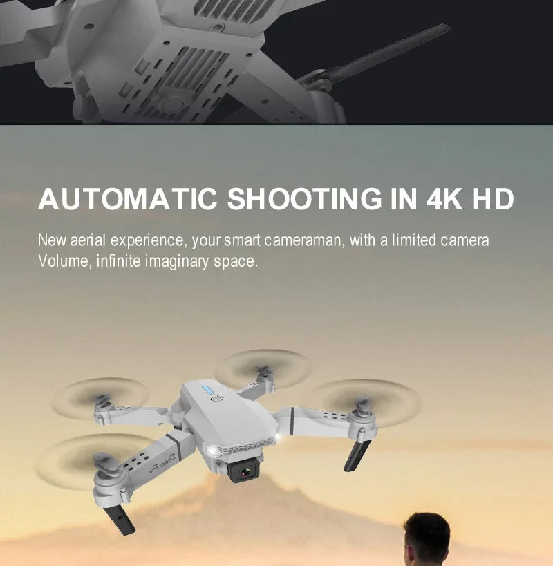 Drone FPV WiFi E88 Pro 2025 – Caméra simple/double 4K/1080P, HD grand angle, maintien d'altitude, jouet d'hélicoptère RC quadrirotor pliable