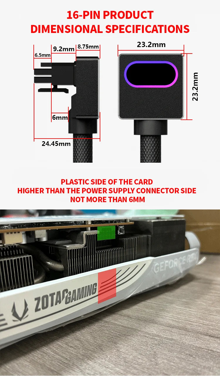 AIJS GPU16PIN Modular Cable,12VHPWR ARGB with 5V 3Pin,18AWG 90° Right-Angle Male to Male Design, 5090 / 3070 is Not Applicable