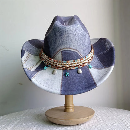 Ethnic Style Cowboy Hat Fashion Chic Unisex Solid Color Jazz Hat With Bull Shaped Decor Western Cowboy Hats
