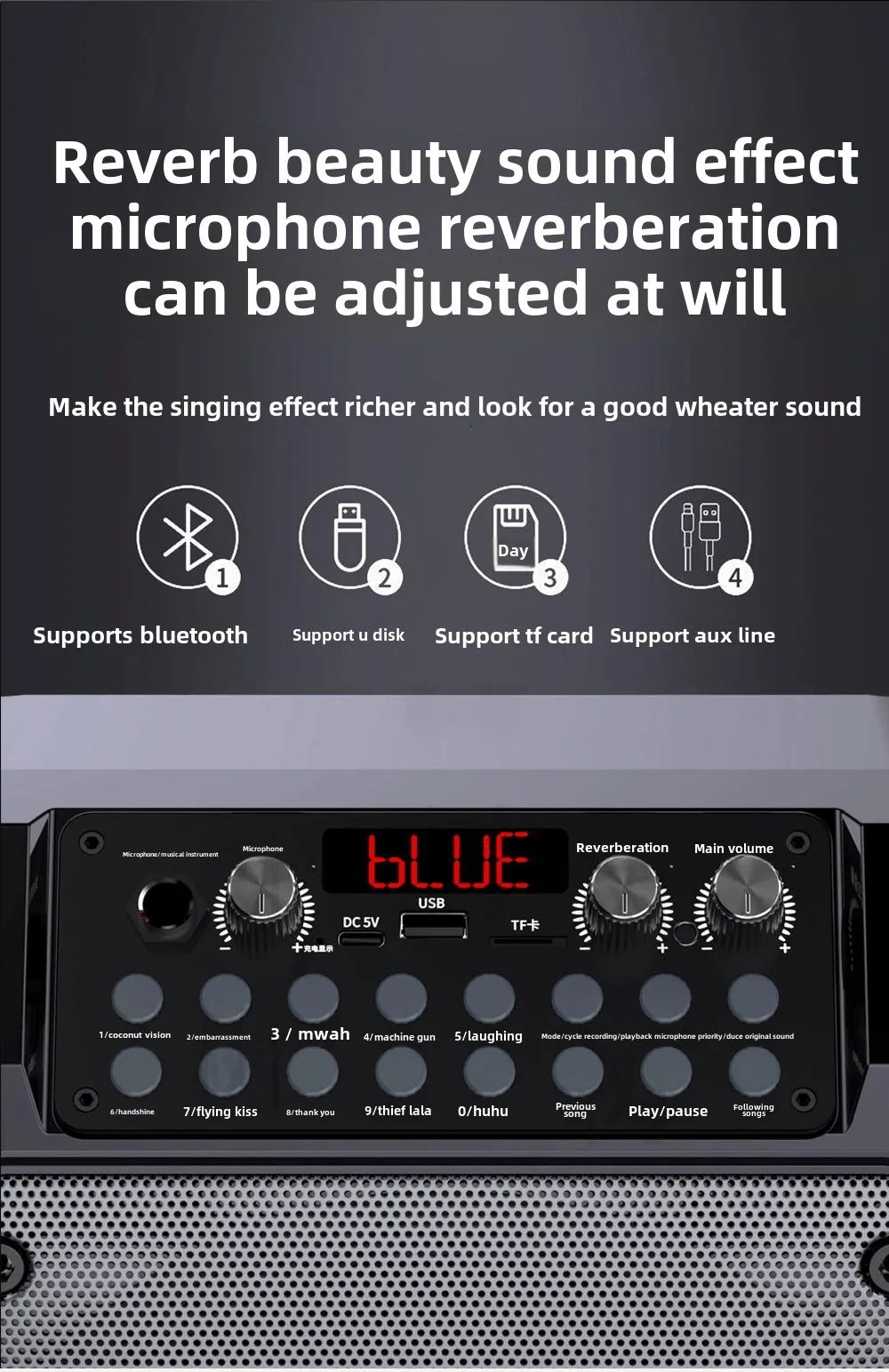 Dual Wireless Microphones & RGB LED Lighting! Outdoor Karaoke Speaker With 30W Power For Camping & Campfires OEM Supplier