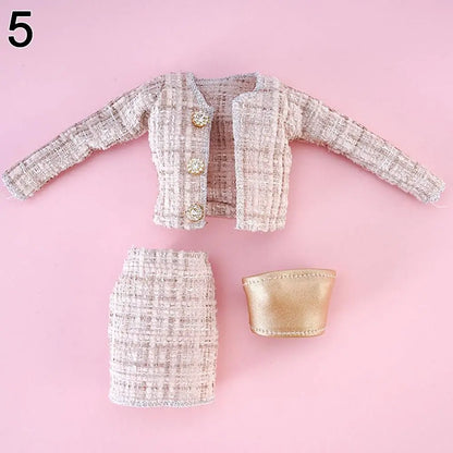 For 1/6 Doll Clothes 29~32cm Doll Plush Coat Skirt Doll Winter Dress Girl Coat Handmade Casual Wear Set Doll Accessories Gift