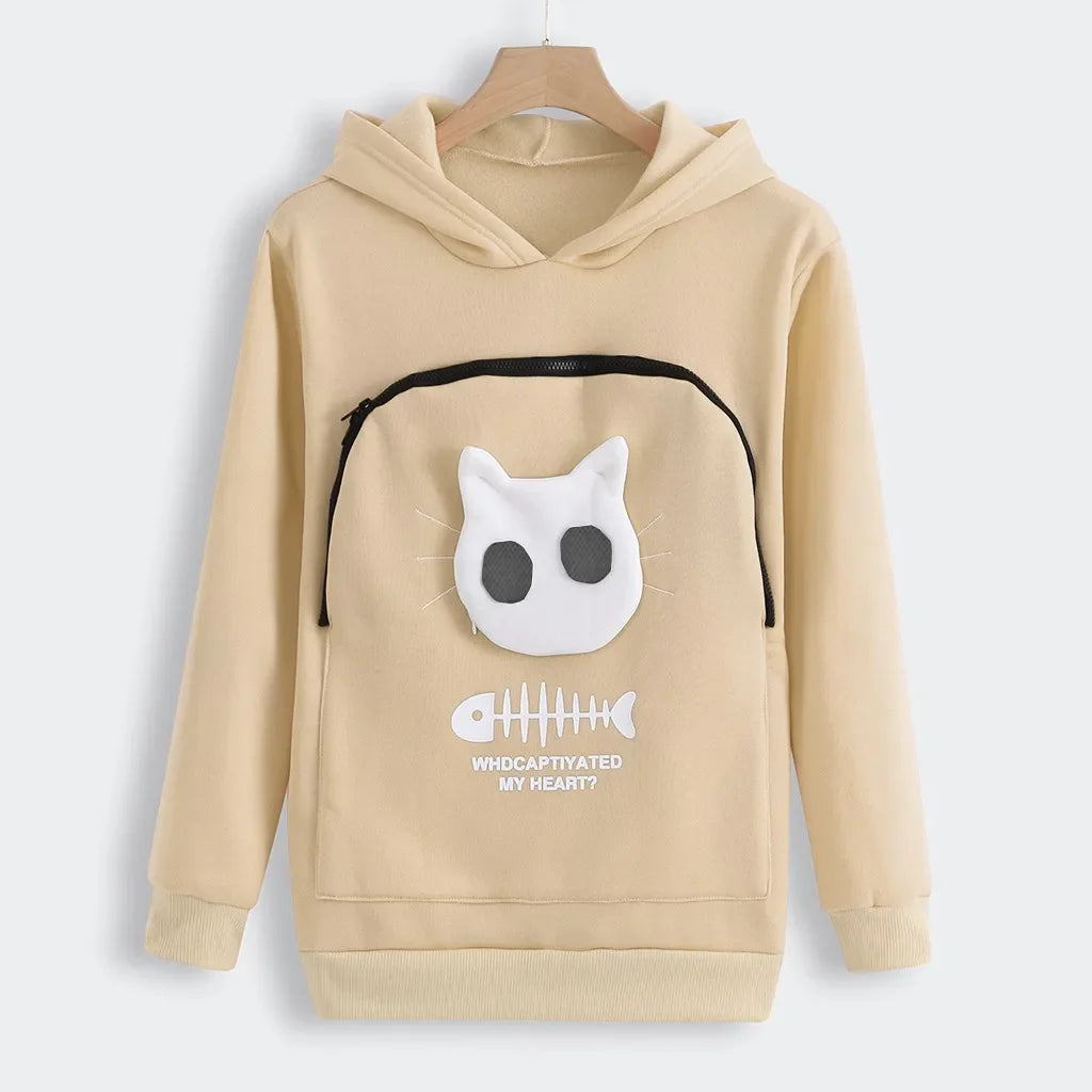 Sweatshirt Cat Lovers Hoodie Dropshipping Kangaroo Dog Pet Paw Pullovers Cuddle Pouch Sweatshirt Pocket Animal Ear Hooded Plus