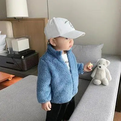 Manteau en peluche de couleur unie pour enfants, automne-hiver, chaud, pour bébés filles et garçons, veste décontractée, pardessus, vêtements pour enfants, vêtements d'extérieur pour tout-petits