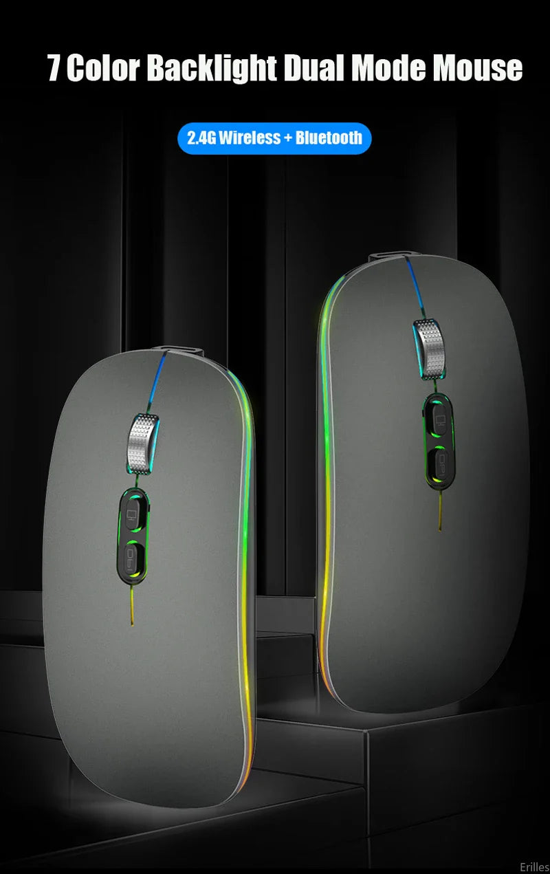 Dual Mode 2.4G Wireless Mouse One-Click Desktop Function Type-C Rechargeable Silent Backlight Mice for Laptop PC New