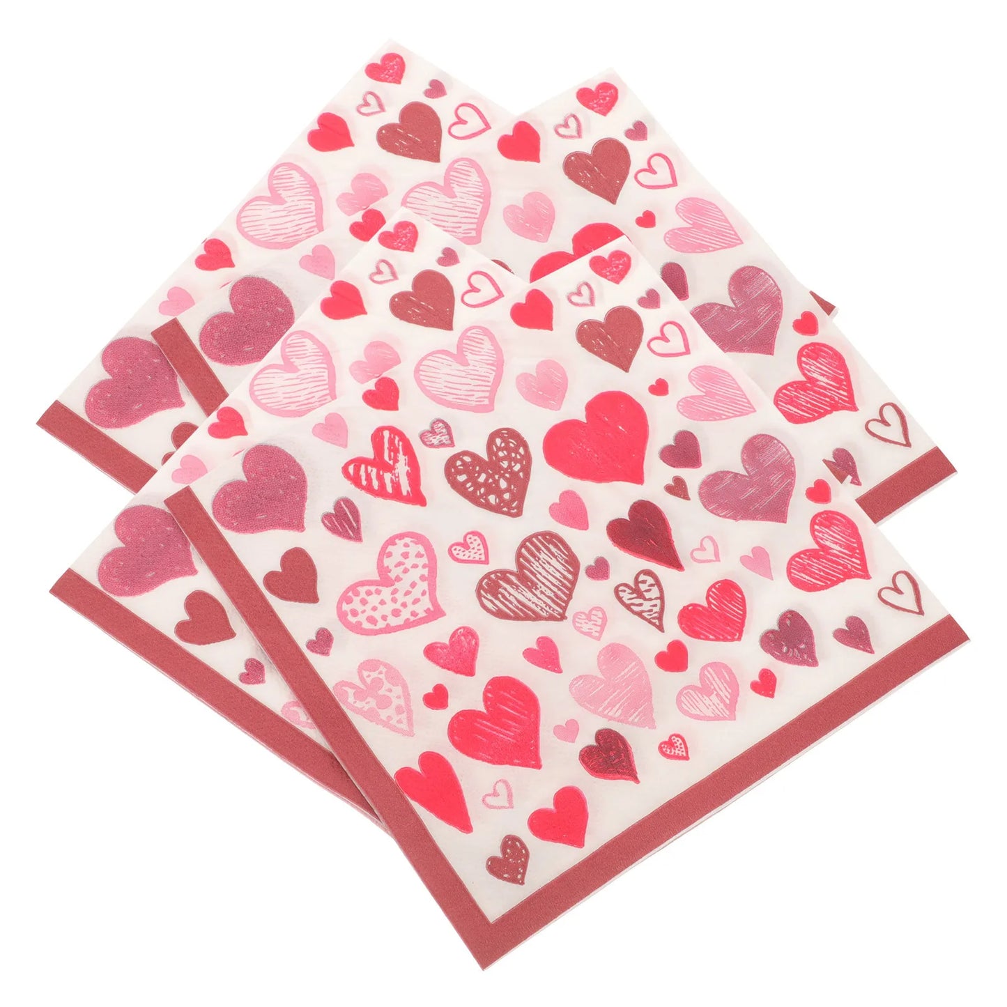 40 Serviettes en Papier Cœur Amour Élégantes Forme Carrée Parfaites pour les Couverts et la Mise en Place de la Table Serviettes de Table en Papier