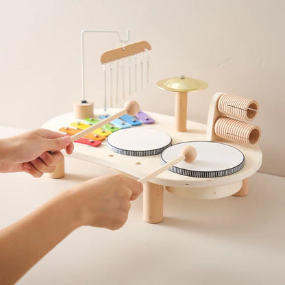 Jouets Éducatifs Bébé en Bois Carillons Éoliens Montessori Jouets Musicaux pour Enfants Xylophone Cadeaux d'Anniversaire Nouveau-né Table Musicale Jouets