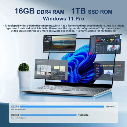 Facial recognition Intel Notebook N5095 Graphics UHD 16" Laptop 16GB 32GB RAM Max 2TB ROM Windows 11 Wifi 5 BT 4.2 RGB Keyboard